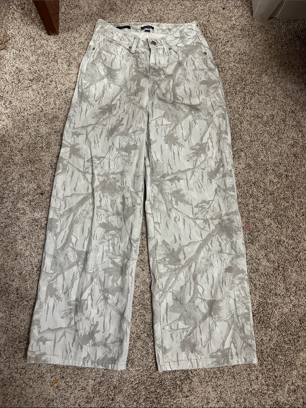 Light Gray Camo Wide-Leg Pants